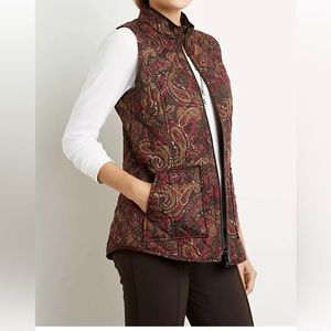 J Jill Heritage vest size XS red olive green brown excellent condition